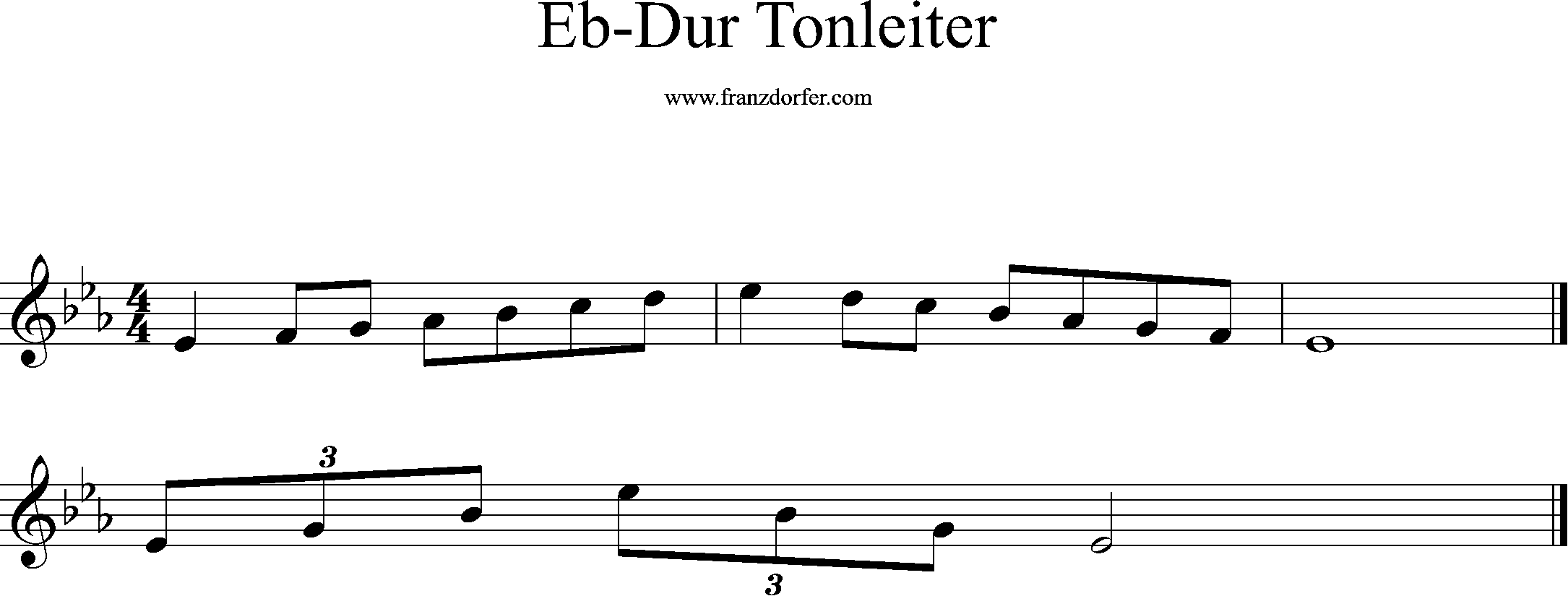 eb-dur tonleiter, treble clef, eb1-eb2